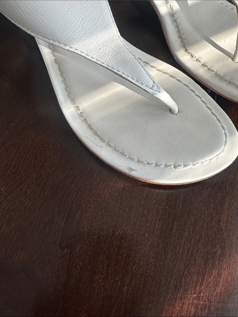 Bernardo Womens Off White Leather Gala Sandal Stacked Heel Size 8.5 Minimalist - Picture 9 of 13